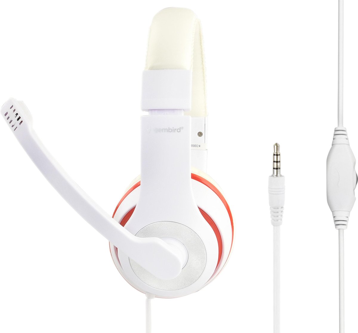 Stereo headset met microfoon wit