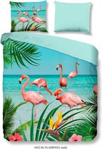 Luxe Dekbedovertrek Eenpersoons - 140x200/220cm - Inclusief 1 Kussensloop - 100% Zacht Polyester - Flamingo