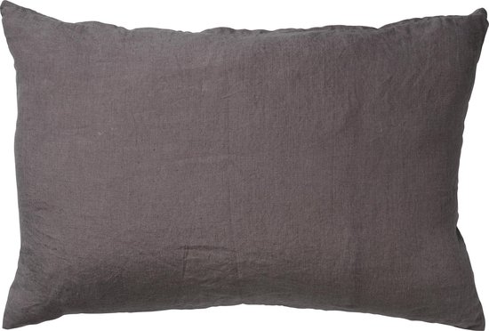 Dutch Decor LINN - Sierkussen 40x60 cm - 100% linnen - Charcoal Gray - antraciet - Inclusief binnenkussen