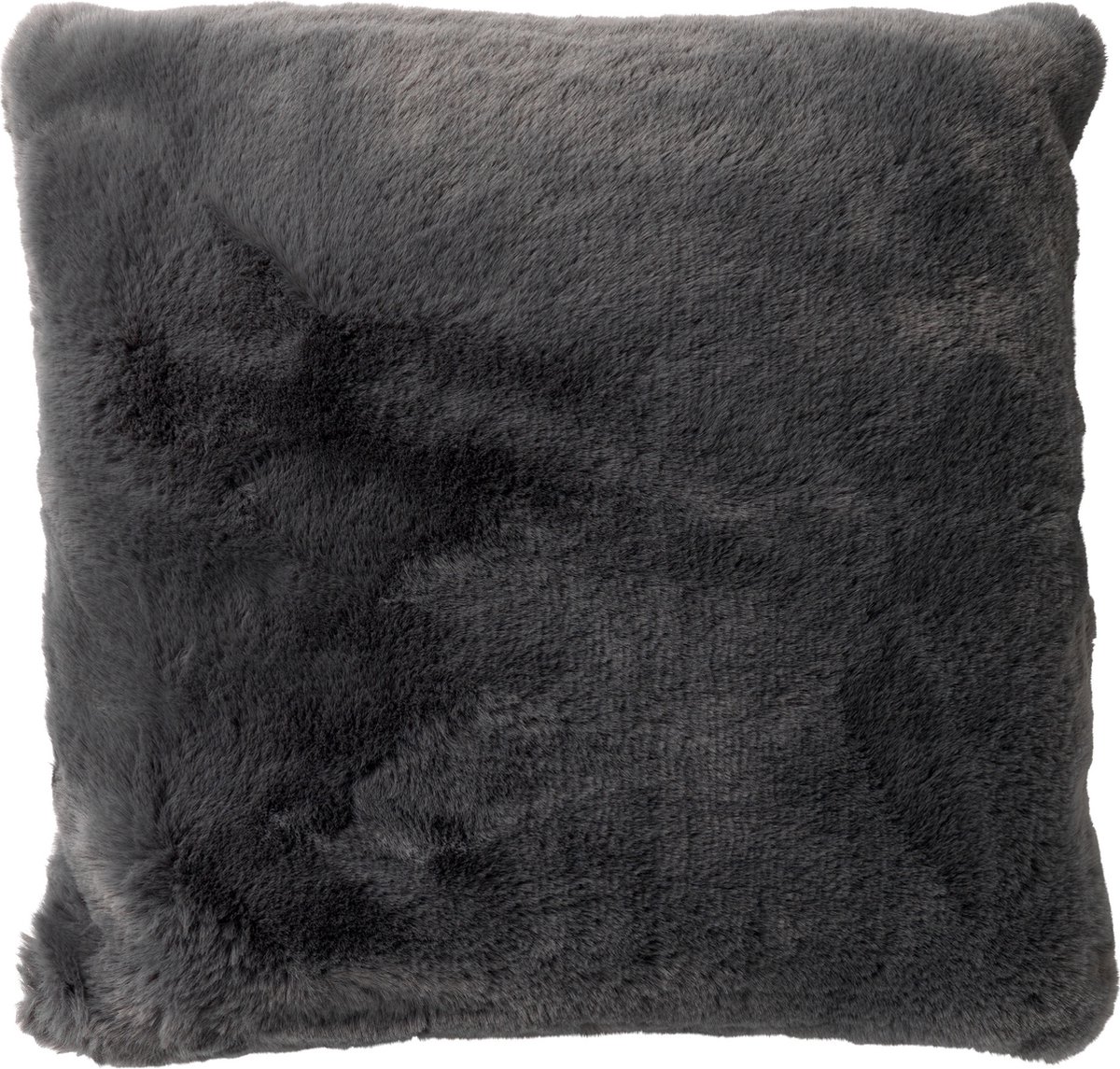 Dutch Decor ZAYA - sierkussen 45x45 cm - bontlook - effen kleur - Charcoal Gray - antraciet - Inclusief binnenkussen - Luxe kussens voor woonkamer & bank