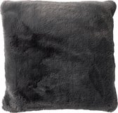 Dutch Decor ZAYA - sierkussen 45x45 cm - bontlook - effen kleur - Charcoal Gray - antraciet - Inclusief binnenkussen - Luxe kussens voor woonkamer & bank