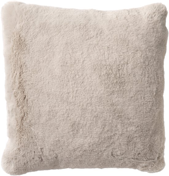 Dutch Decor ZAYA - Sierkussen 45x45 cm - bontlook - effen kleur - Pumice Stone - beige - Inclusief binnenkussen