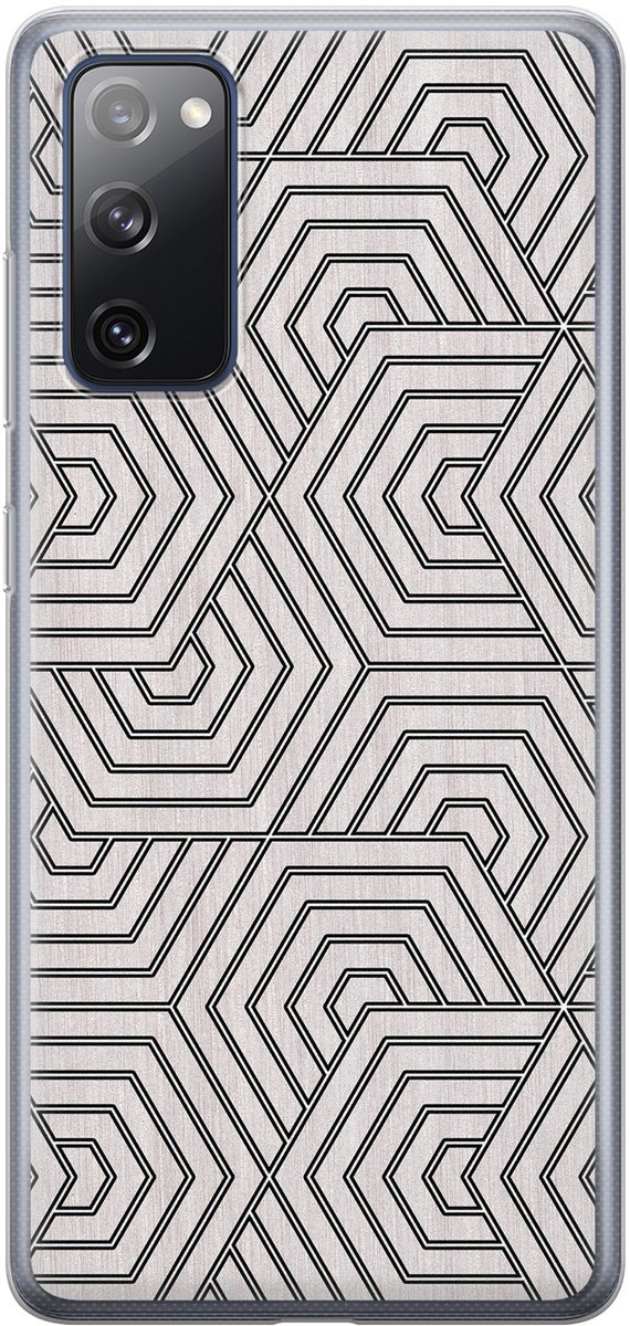 Leuke Telefoonhoesjes - Hoesje geschikt voor Samsung Galaxy S20 FE - Geometrisch - Soft case - TPU - Print / Illustratie - Grijs