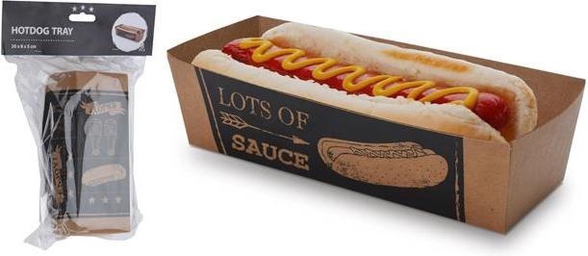 Hotdog bakje papier set 8stuks - Merkloos