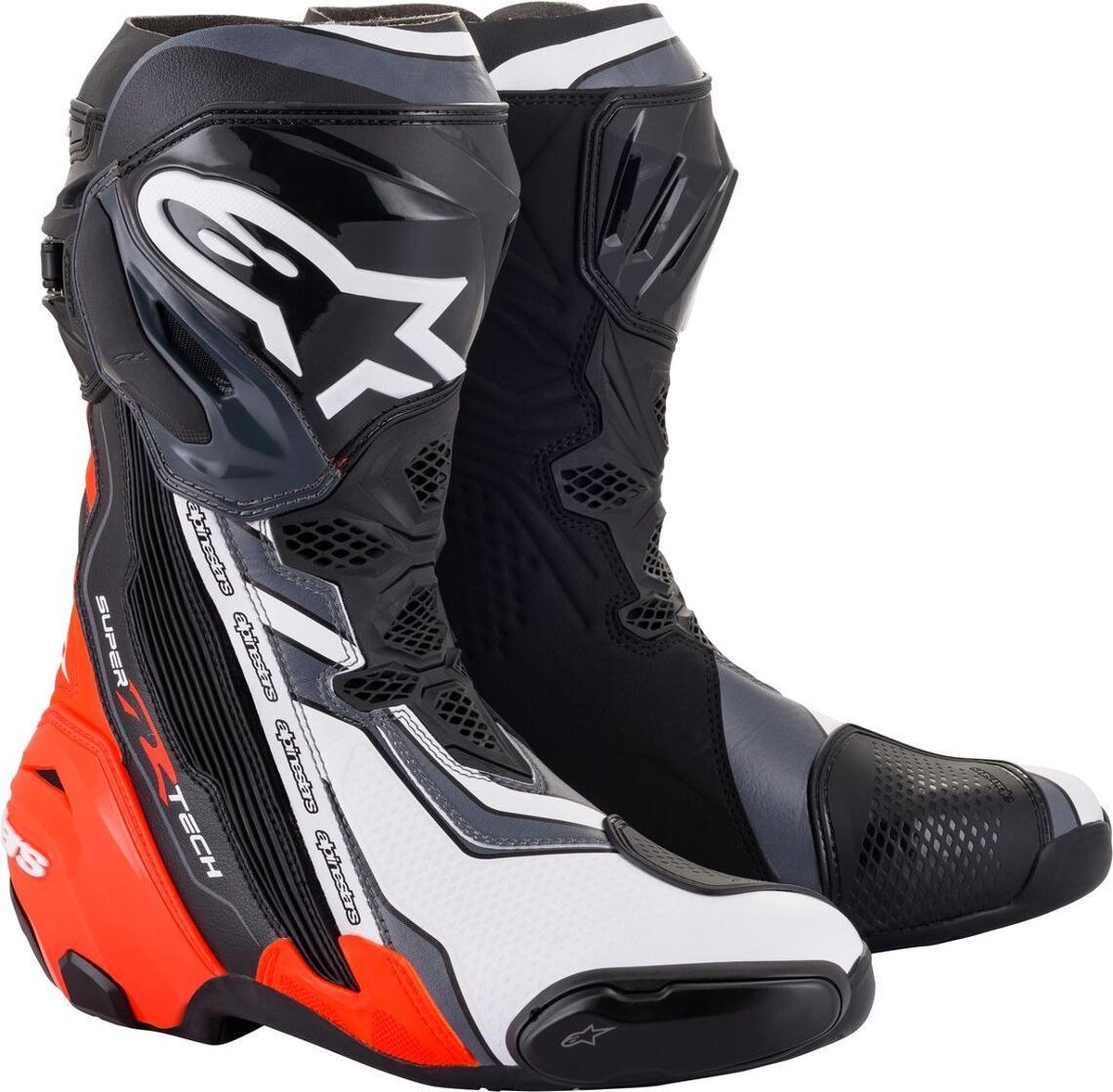 Alpinestars Supertech R Zwart Rood Fluo Wit Grijs Motorlaarzen - Laars