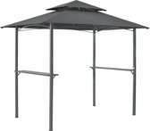 Tonnelle de Barbecue Auvent de Réception pour Jardin Tente avec Comptoir Belvédère Robuste Extérieur Acier Laqué Polyester 250 x 241 x 151 cm Anthracite Gris Foncé [en.casa]