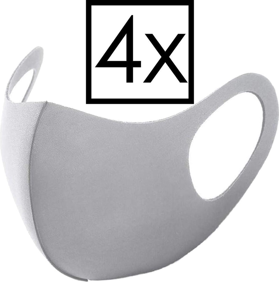 Mondkapje Wasbaar Universeel Mondmasker Wasbaar Niet Medisch Grijs - 4x