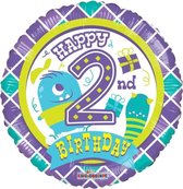 Kaleidoscope Folieballon Happy 2nd Birthday Jongens 45,5 Cm Paars