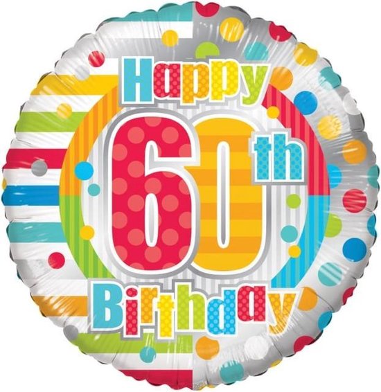 Kaleidoscope Folieballon Happy 60th Birthday 45,5 Cm