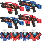 4 pistolets laser + 4 gilets à vapeur d'eau laser tag - Pistolets laser KidsFun Plus avec de nombreux extras