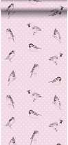 ESTAhome behang vogels zacht roze - 115747 - 53 cm x 10,05 m