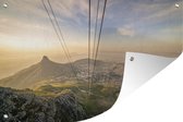 Tuinposters buiten Uitzicht vanaf de Tafelberg over Kaapstad met zonsondergang - 90x60 cm - Tuindoek - Buitenposter