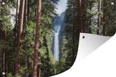 Cascade parmi les arbres dans le parc national de Yosemite en Californie Poster jardin 90x60 cm - Toile de jardin / Toile d'extérieur / Peintures pour l'extérieur (décoration de jardin)