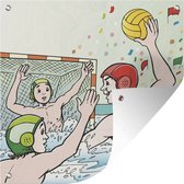 Tuindoek Een illustratie van een potje waterpolo - 100x100 cm