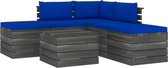 Medina 6-delige Loungeset met kussens pallet massief grenenhout