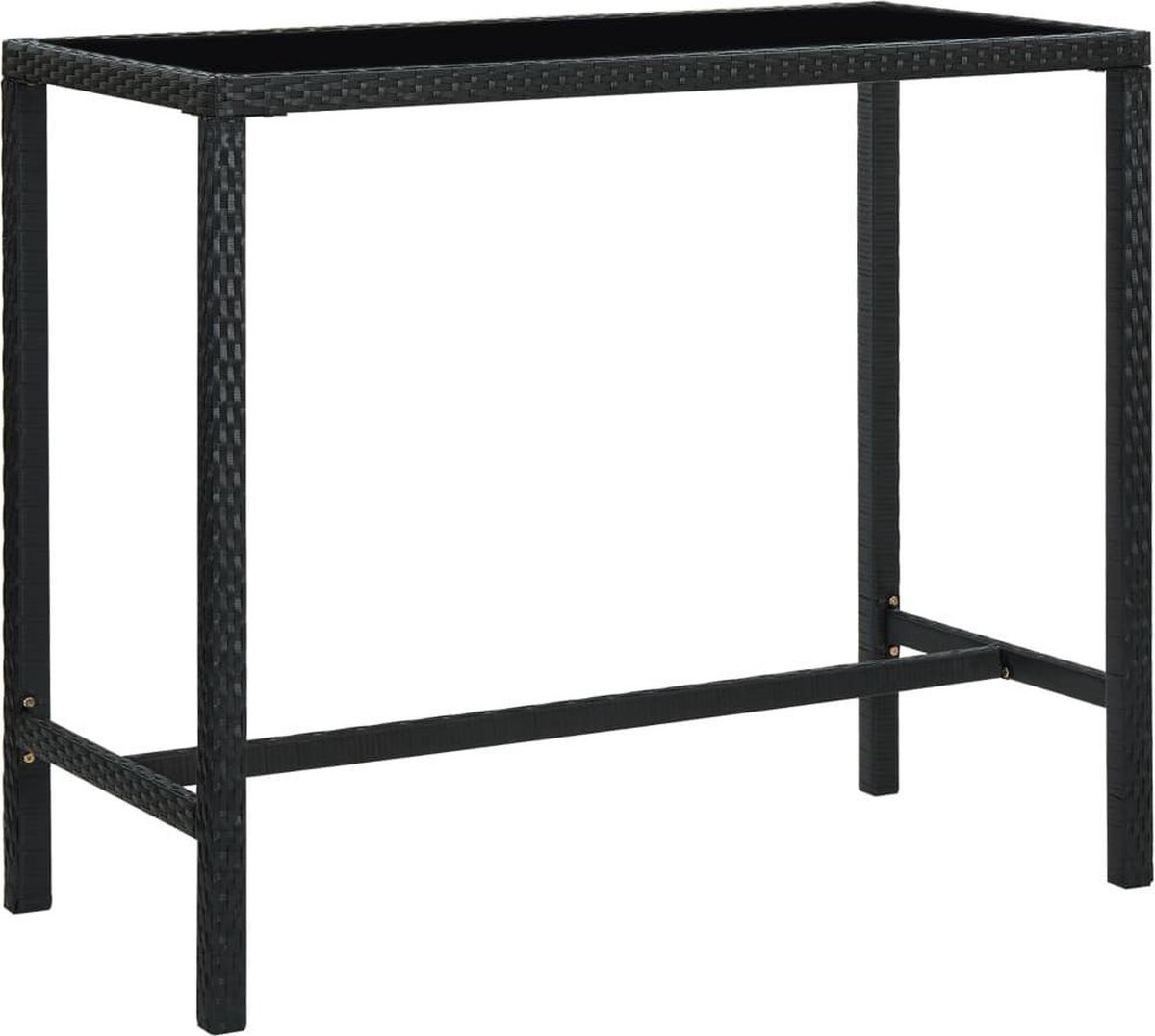 Medina Tuinbartafel 130x60x110 cm poly rattan en glas zwart