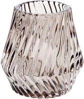 Theelichthouder Glas Rond - Waxinelichthouder - Bruin - ø9cm