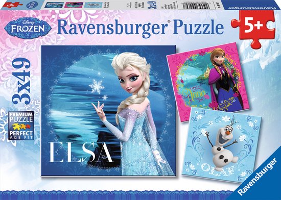 Ravensburger puzzel Disney Frozen Elsa, Anna & Olaf - 3x49 stukjes - kinderpuzzel