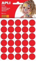 Apli Stickers cirkels, rood, diameter: 20 mm, 180 stuks