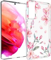 iMoshion Hoesje Geschikt voor Samsung Galaxy S21 FE Hoesje Siliconen - iMoshion Design hoesje - Roze / Transparant / Blossom Watercolor