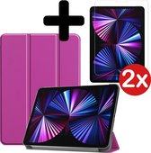 Housse iPad Pro 2021 (11 pouces) Housse Etui Livre Avec 2x Glas Protecteur D'écran - Violet