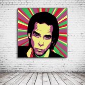 Pop Art Nick Cave Canvas - 80 x 80 cm - Canvasprint - Op dennenhouten kader - Geprint Schilderij - Popart Wanddecoratie