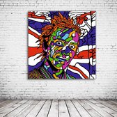 Johnny Rotten Pop Art Canvas - 80 x 80 cm - Canvasprint - Op dennenhouten kader - Geprint Schilderij - Popart Wanddecoratie