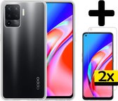 Oppo A94 4G Hoesje Transparant Siliconen Case Met 2x Screenprotector - Oppo A94 Case Hoesje - Oppo A94 4G Hoes Cove Met 2x Screenprotectorr - Transparant