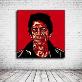 Lou Reed Pop Art Acrylglas - 100 x 100 cm op Acrylaat glas + Inox Spacers / RVS afstandhouders - Popart Wanddecoratie