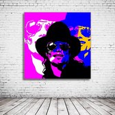 Pop Art Michael Jackson Acrylglas - 100 x 100 cm op Acrylaat glas + Inox Spacers / RVS afstandhouders - Popart Wanddecoratie