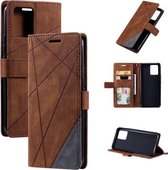 Voor OPPO Realme 8 4G Skin Feel Splicing Horizontale Flip Lederen Case met Houder & Kaartsleuven & Portemonnee & Fotolijst (Bruin)