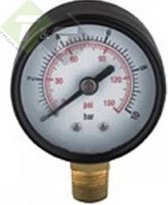 Drukmeter verticaal, 63 mm, Manometer 3/8'' aansluiting, Mano meter voor drukregelaar