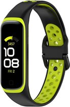 Siliconen Smartwatch bandje - Geschikt voor  Samsung Galaxy Fit 2 sport bandje - zwart/geel - Strap-it Horlogeband / Polsband / Armband