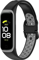Siliconen Smartwatch bandje - Geschikt voor  Samsung Galaxy Fit 2 sport bandje - zwart/grijs - Strap-it Horlogeband / Polsband / Armband
