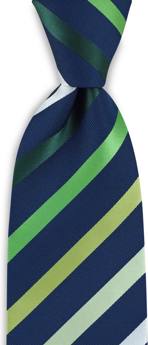 JB Collection - Stropdassen - stropdas groen gestreept - marineblauw / diverse groentinten / wit