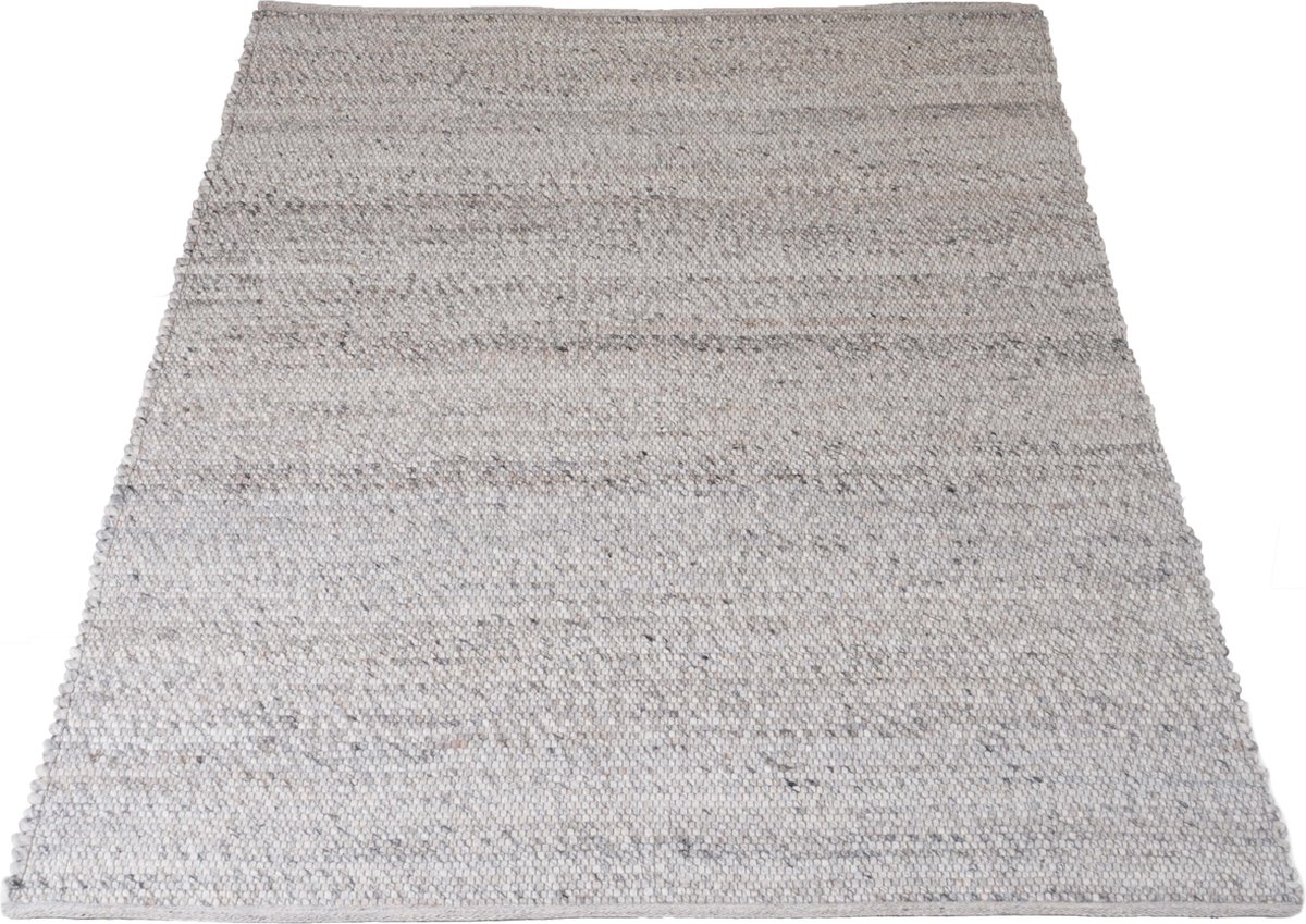 Veer Carpets Vloerkleed Pebbel 834 - 240 x 340 cm - Wol Viscose Laagpolig Vloerkleed – Modern / Design Interieur Grijs