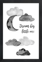 JUNIQE - Poster in houten lijst Dream Big Little One -20x30 /Grijs &