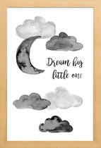 JUNIQE - Poster met houten lijst Dream Big Little One -13x18 /Grijs &