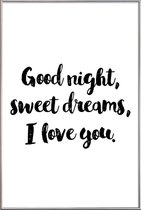 JUNIQE - Poster met kunststof lijst Sweet Dreams -20x30 /Wit & Zwart