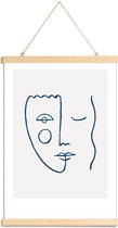 JUNIQE - Posterhanger Faces No. 2 -20x30 /Blauw & Wit