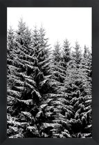 JUNIQE - Poster in houten lijst Besneeuwde kerstbomen -20x30 /Grijs &