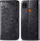 Xiaomi Redmi 9C Hoesje - Mobigear - Mandala Serie - Kunstlederen Bookcase - Zwart - Hoesje Geschikt Voor Xiaomi Redmi 9C