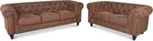 Chesterfield Banken Set - 2 & 3 Zits - Vintage Bruin