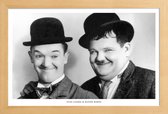 JUNIQE - Poster met houten lijst Laurel and Hardy -13x18 /Wit & Zwart