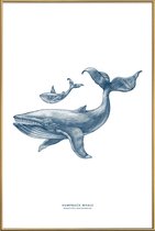 JUNIQE - Poster met kunststof lijst Humpback Whale II -30x45 /Blauw