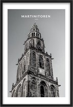 Poster Martinitoren Groningen - A2 - 42 x 59,4 cm - Inclusief lijst (Zwart Aluminium)