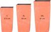 Pack 3 High Pots Prospeplaster 11,4x26,6x49 cm Urbi Square Effect Plastic in kleur Terracotta met aanbetaling