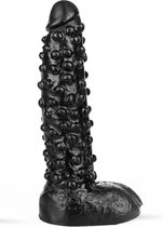 Dark Crystal Dildo met noppen 26,5 x 6 cm - zwart