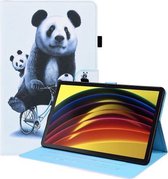 Voor Lenovo Tab P11 TB-J606F Dier Patroon Horizontale Flip Leather Case met Houder & Kaartsleuven & Fotolijst (Fietsen Panda)