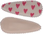 Baby haarspeldjes met stof - Pink hearts | Baby